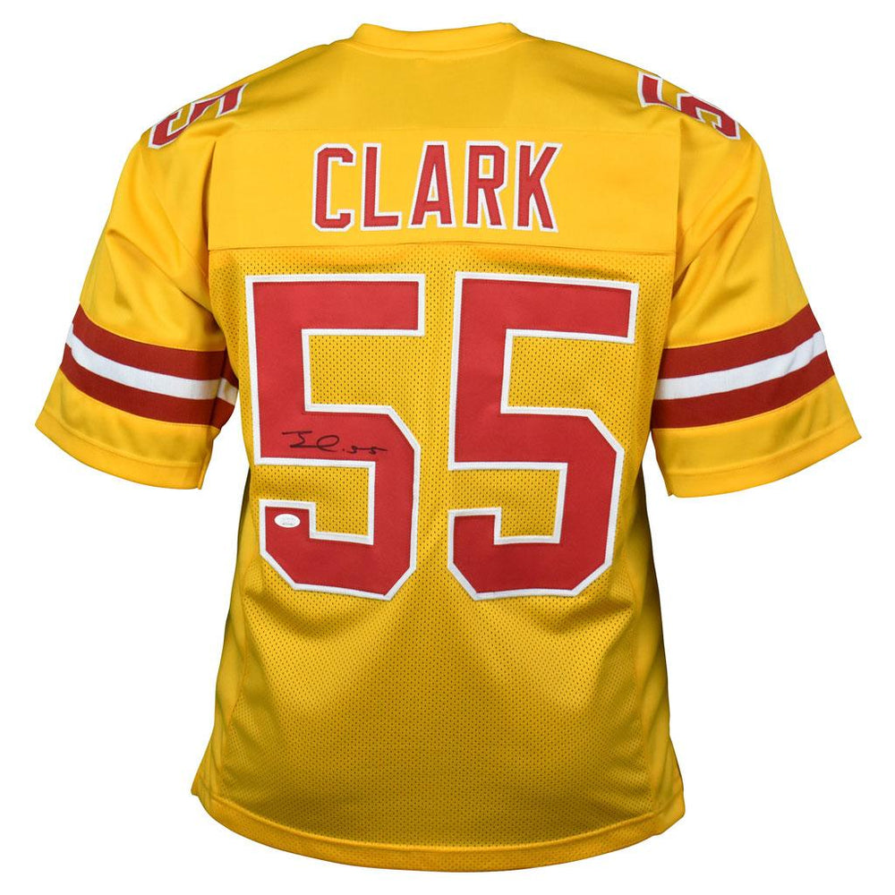 Frank Clark Signed Kansas City Pro Yellow Football Jersey (JSA) - RSA