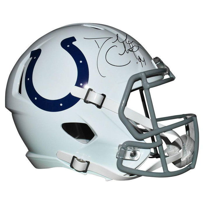 Dallas Clark Signed Indianapolis Colts Speed Full-Size Replica White Football Helmet (JSA) - RSA