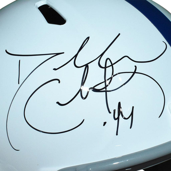 Dallas Clark Signed Indianapolis Colts Speed Full-Size Replica White Football Helmet (JSA) - RSA