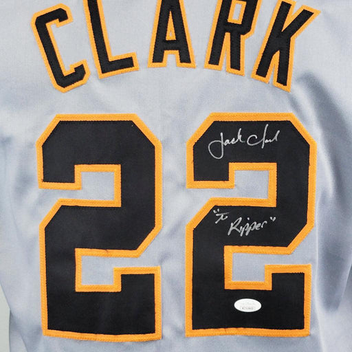 Jack Clark Signed "The Ripper" Inscription San Francisco Grey Baseball Jersey (JSA) - RSA