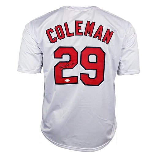 Vince Coleman Signed St Louis White Baseball Jersey (JSA) - RSA