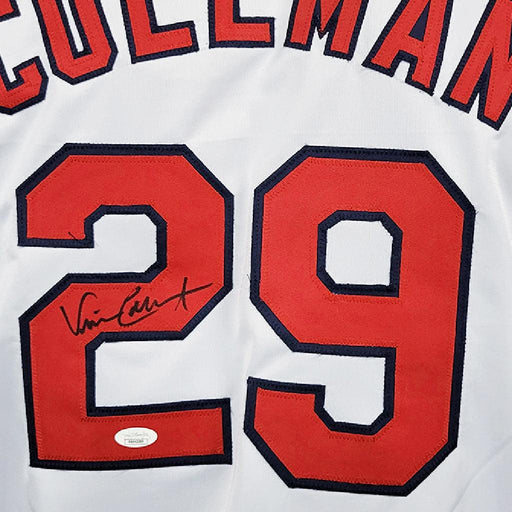 Vince Coleman Signed St Louis White Baseball Jersey (JSA) - RSA