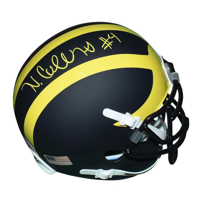 Nico Collins Signed Michigan Wolverines Mini Schutt Replica Blue Football Helmet (JSA) - RSA