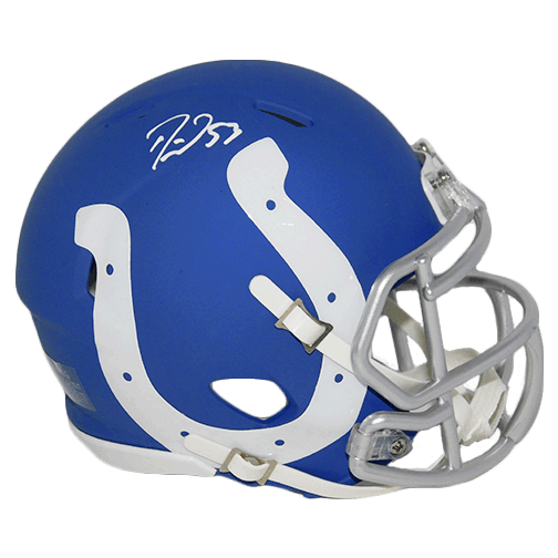 Darius Leonard Autographed Indianapolis Colts Blue Amp Speed Football Mini Helmet (JSA) - RSA