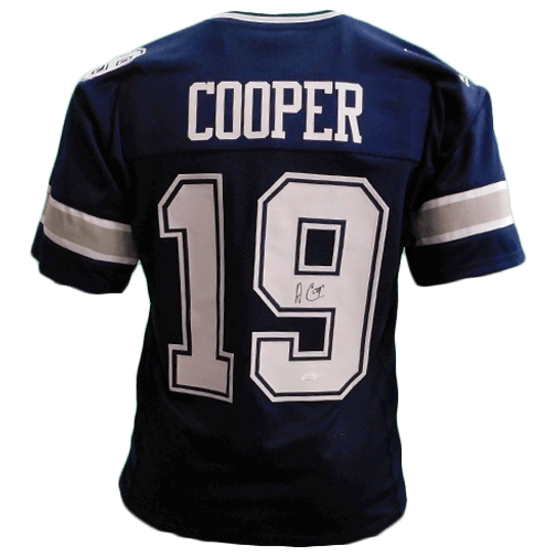 Amari Cooper Autographed Pro Style Blue Football Jersey (JSA) - RSA