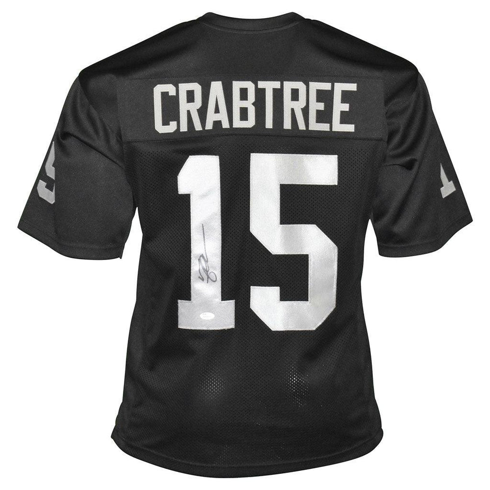 Michael Crabtree Signed Oakland Black Football Jersey (JSA) - RSA