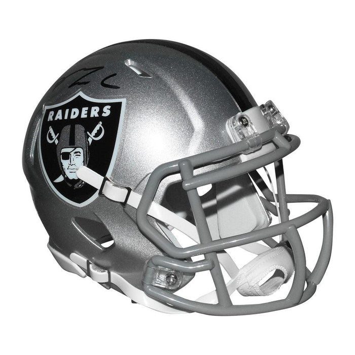 Maxx Crosby Signed Las Vegas Raiders Speed Mini Replica Silver Football Helmet (JSA) - RSA