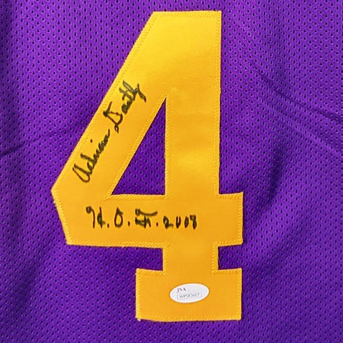 Adrian Dantley Signed HOF 2008 Inscription Utah Purple Basketball Jersey (JSA) - RSA
