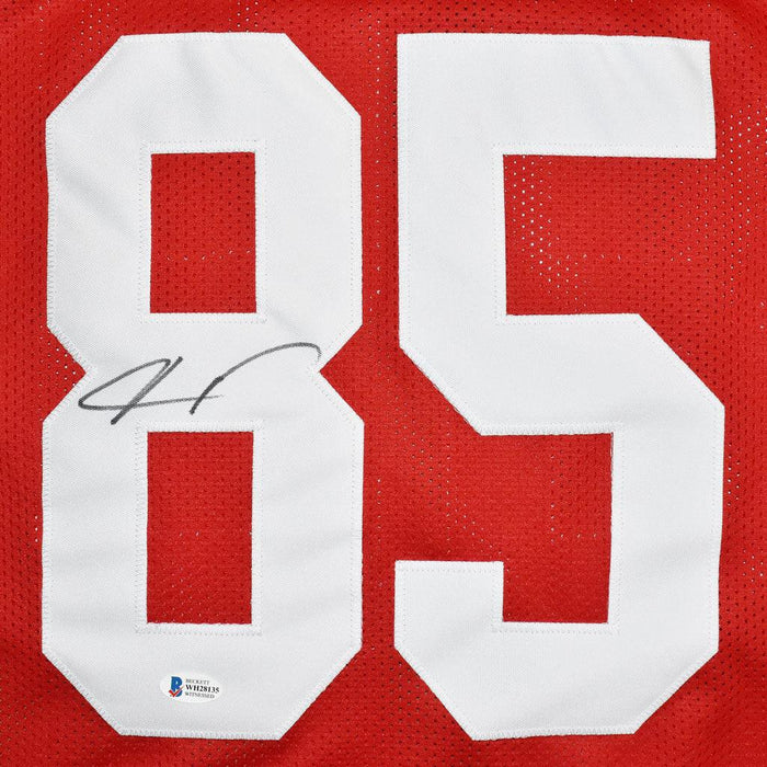 Vernon Davis Signed San Francisco Red Football Jersey (Beckett) - RSA