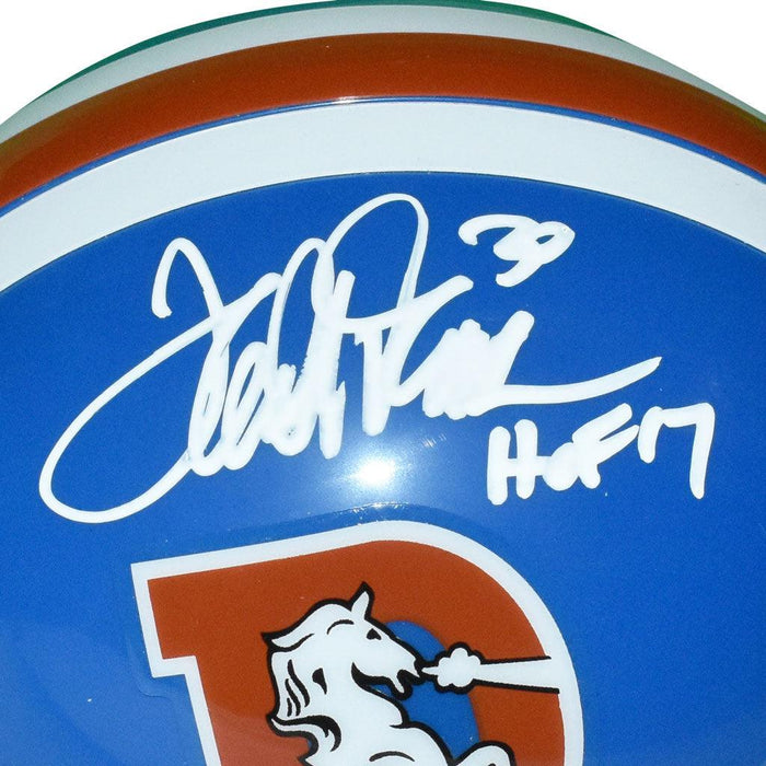 Terrell Davis Signed HOF 17 Inscription Denver Broncos Mini Replica Blue 1977-92 Throwback Football Helmet (JSA) - RSA