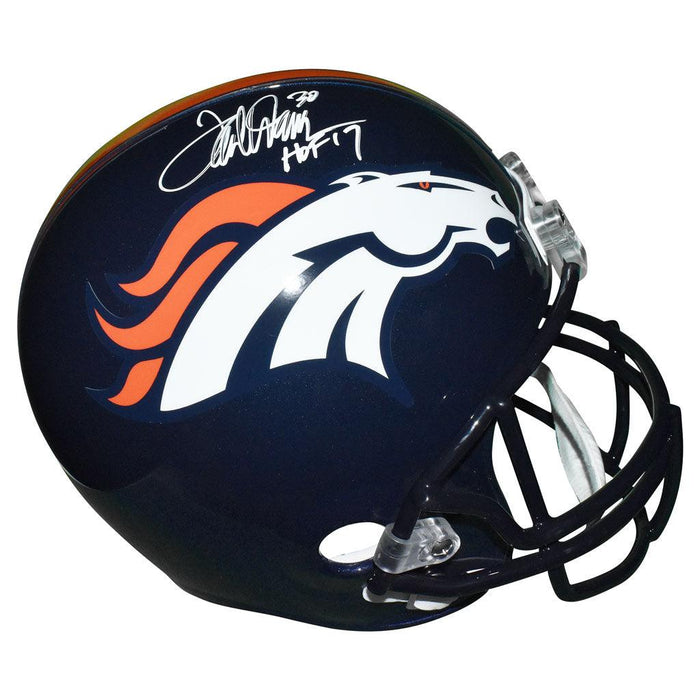 Terrell Davis Signed HOF 17 Inscription Denver Broncos Full-Size Replica Blue Football Helmet (JSA) - RSA