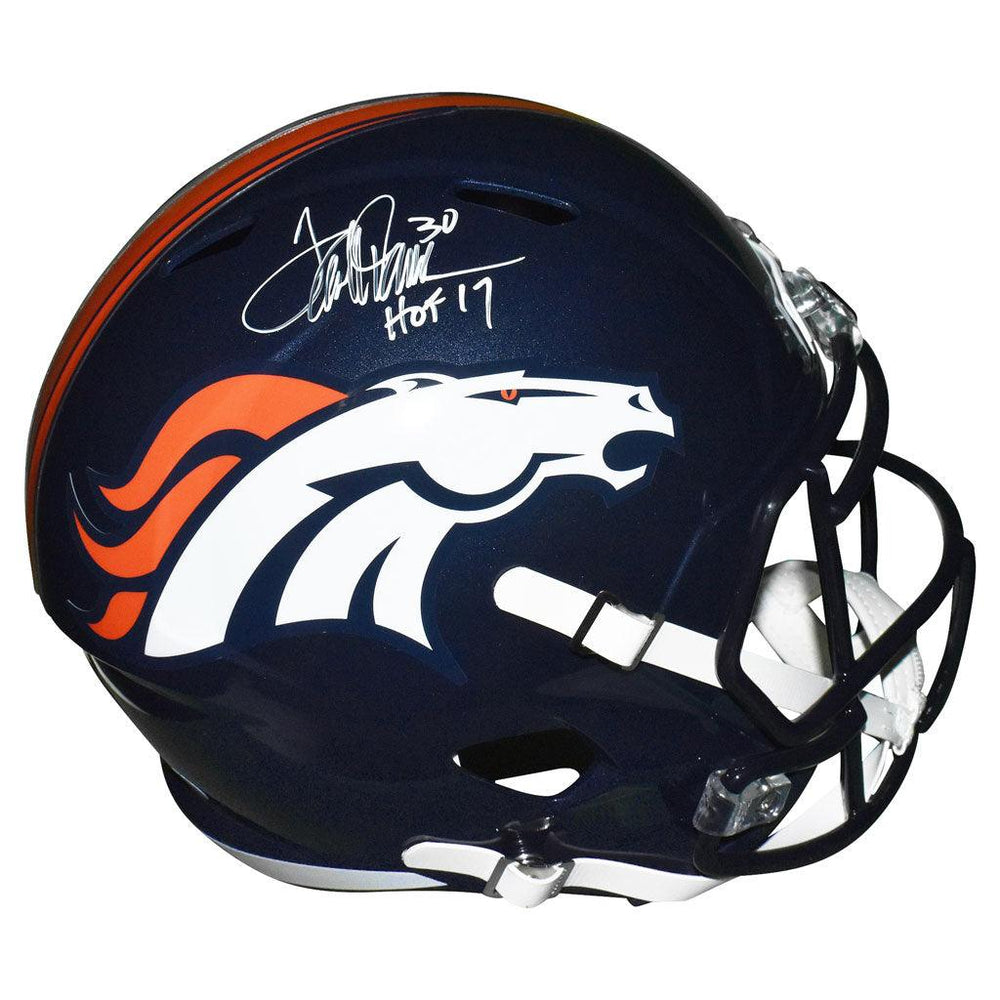 Terrell Davis Signed HOF 17 Inscription Denver Broncos Speed Full-Size Replica Blue Football Helmet (JSA) - RSA