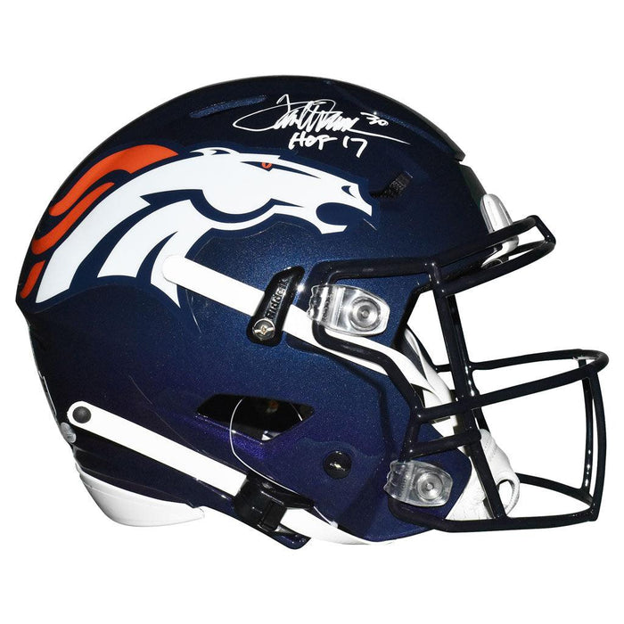 Terrell Davis Signed HOF 17 Inscription Denver Broncos SpeedFlex Full-Size Authentic Blue Football Helmet (JSA) - RSA