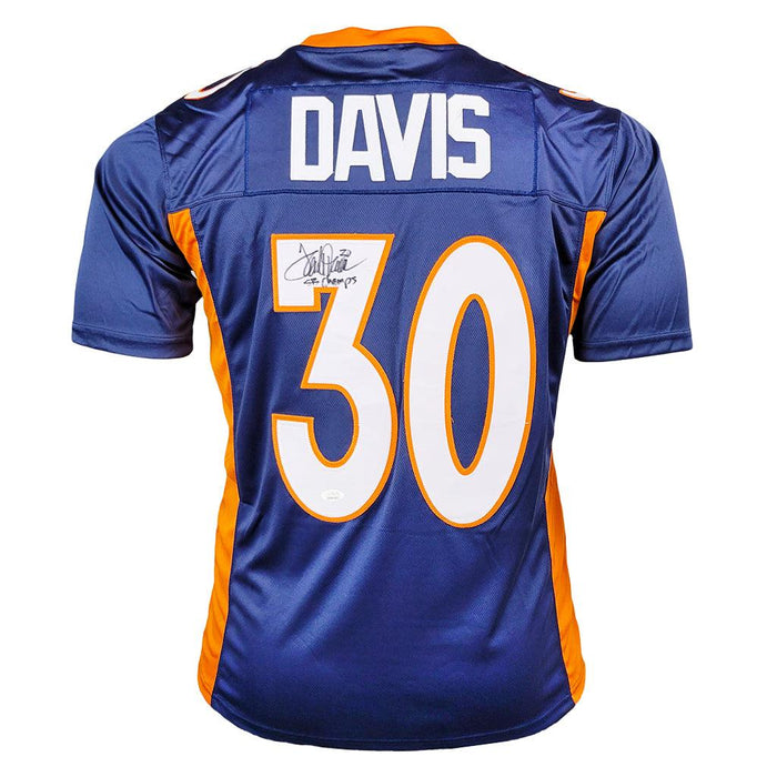 Terrell Davis Signed SB Champs Inscription Denver Pro Blue Football Jersey (JSA) - RSA