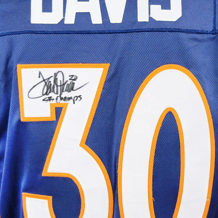 Terrell Davis Signed SB Champs Inscription Denver Pro Blue Football Jersey (JSA) - RSA