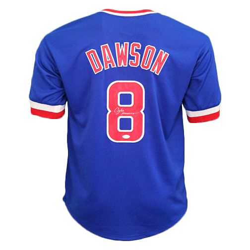 Andre Dawson Autographed Special Throwback Chicago Pro Style Baseball Jersey Blue (JSA) - RSA