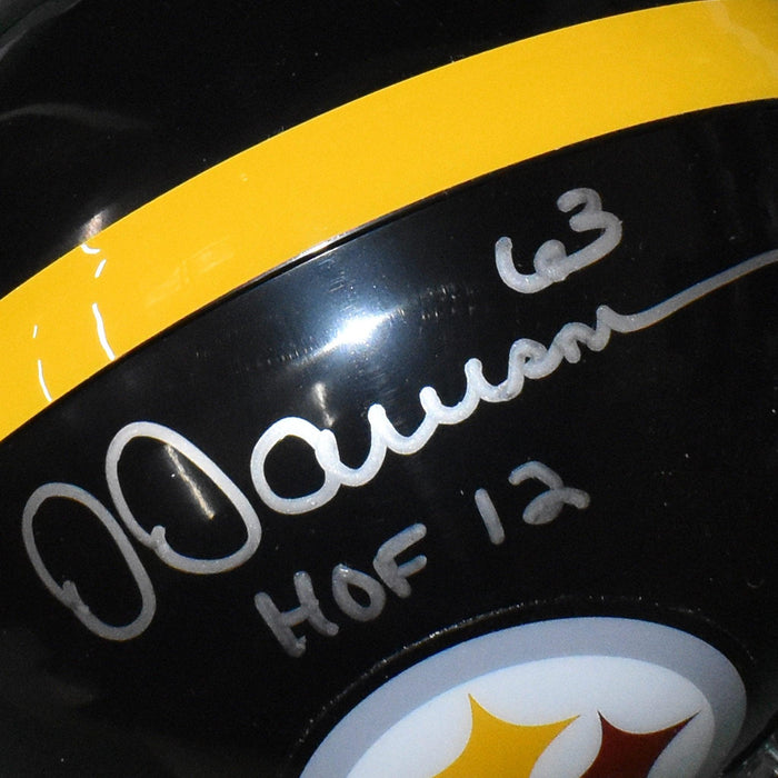 Dermontti Dawson Signed HOF 12 Pittsburgh Steelers Mini Football Helmet (JSA) - RSA