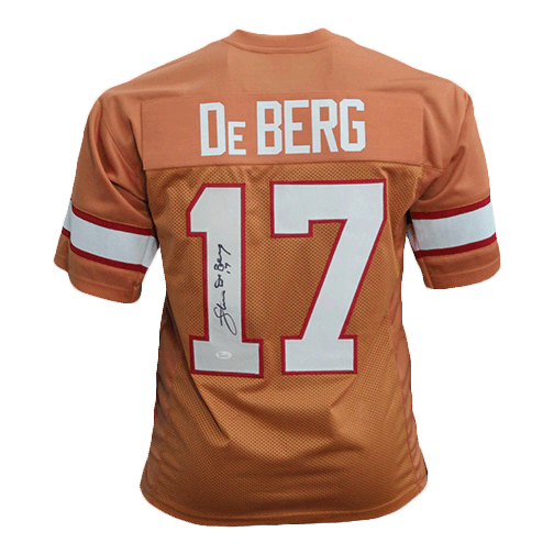 Steve DeBerg Autographed Pro Style Football Orange Jersey JSA - RSA