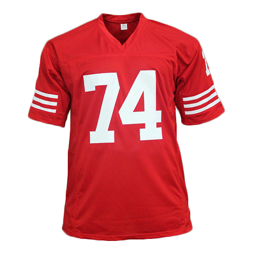 Fred Dean San Francisco 49ers Autographed Football Jersey Red (JSA) HOF Inscription Included - RSA