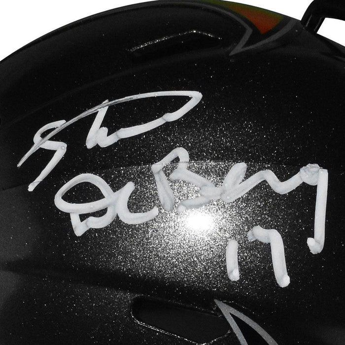 Steve Deberg Signed Tampa Bay Buccaneers Speed Mini Replica Silver Football Helmet (JSA) - RSA