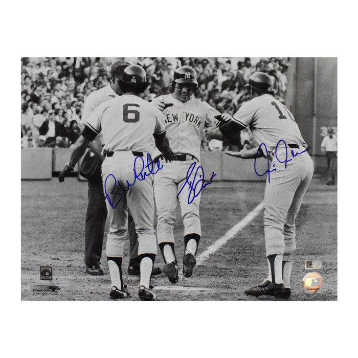 bucky dent, chris chambliss & roy white signed 11x14 photo aiv certificate of authenticity