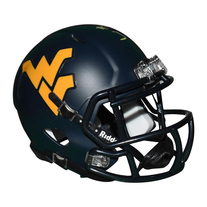 Noel Devine Signed West Virginia Mountaineers Speed Mini Replica Black Football Helmet (JSA) - RSA
