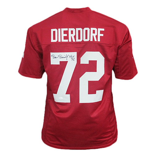 Dan Dierdorf Cardinals Autographed Football Jersey Red (JSA) HOF Inscription Included - RSA