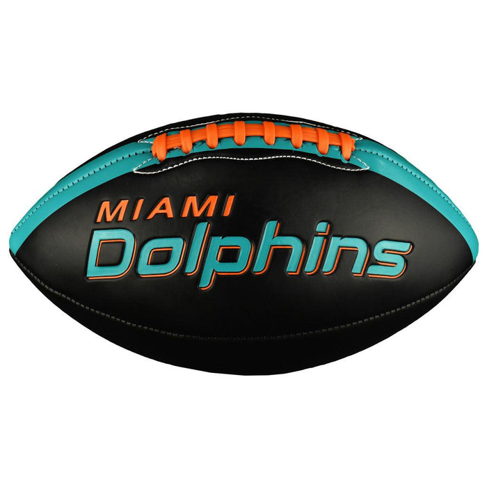 Larry Little Signed HOF 93 Inscription Miami Dolphins Official NFL Team Logo Black Football (PSA) - RSA