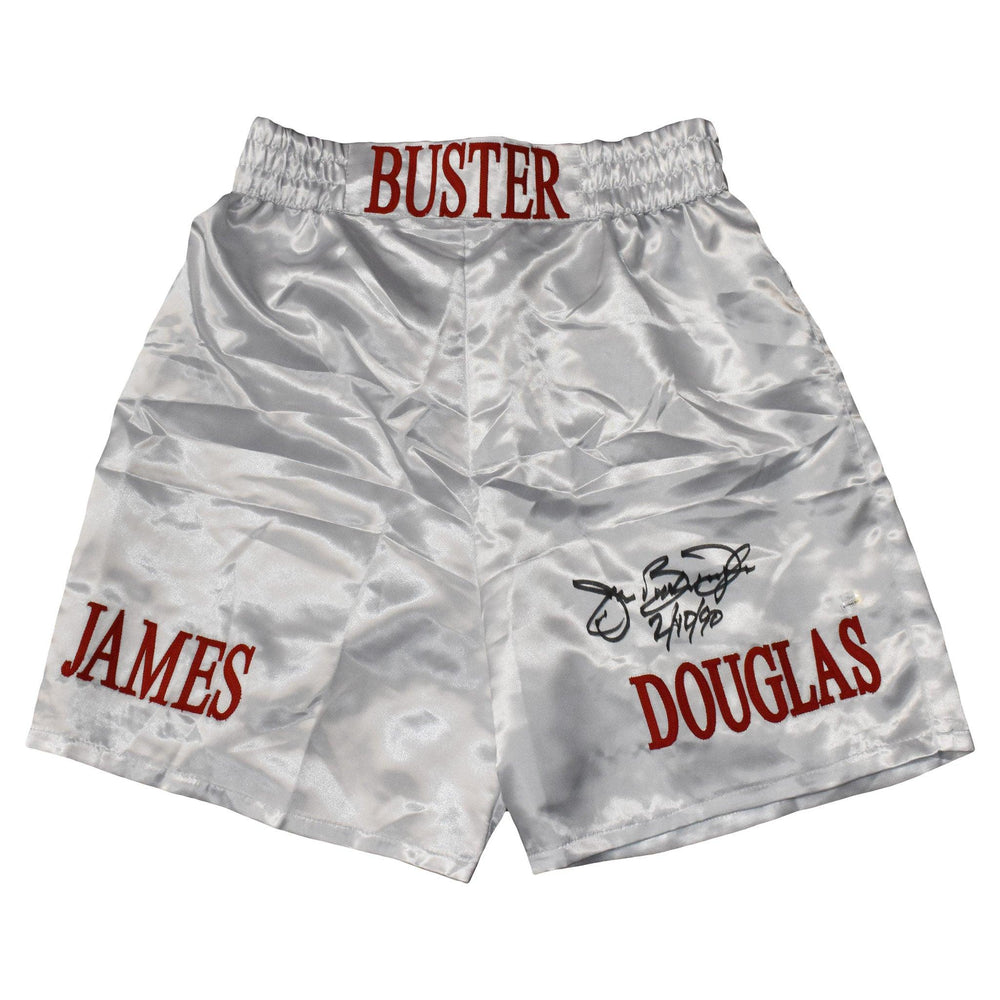 James "Buster" Douglas Autographed White Boxing Trunks 2-11-90 Inscription (JSA) - RSA