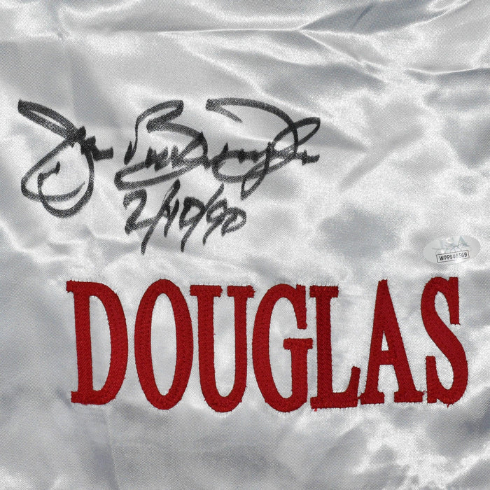 James "Buster" Douglas Autographed White Boxing Trunks 2-11-90 Inscription (JSA) - RSA