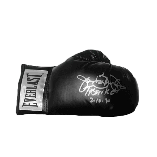 Buster Douglas Autographed Black Boxing Glove (JSA) Includes Mike Tyson KO Inscription - RSA