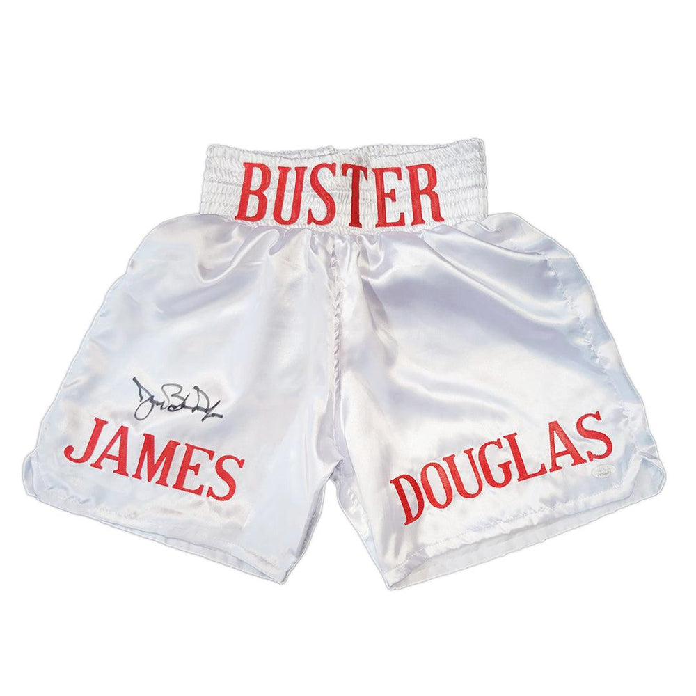James "Buster" Douglas Autographed White Boxing Trunks (JSA) - RSA