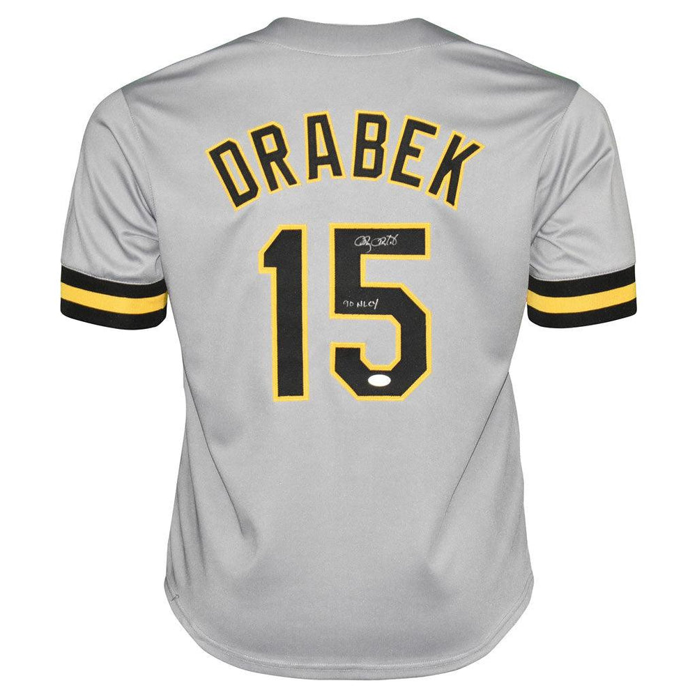 Doug Drabek Signed 90 NL CY Inscription Pittsburgh Grey Baseball Jersey (JSA) - RSA