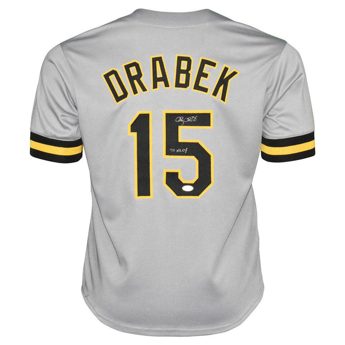 Doug Drabek Signed 90 NL CY Inscription Pittsburgh Grey Baseball Jersey (JSA) - RSA