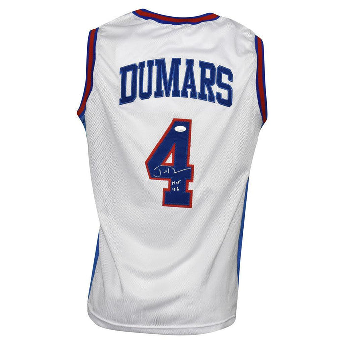 Joe Dumars Signed HOF 06 Inscription Detroit Pro White Basketball Jersey (JSA) - RSA