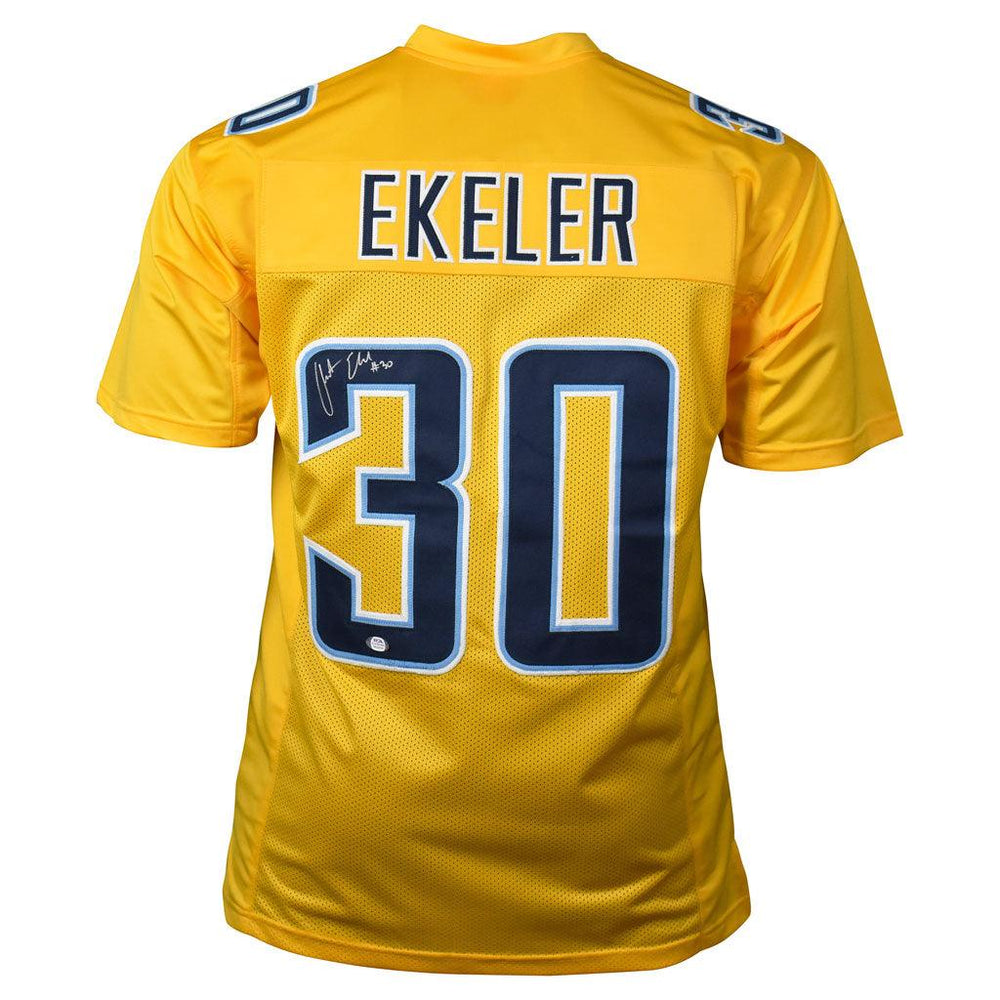 Austin Ekeler Signed Los Angeles Pro Yellow Football Jersey (PSA) - RSA