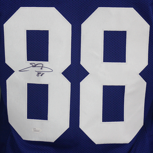 Evan Engram Autographed Pro Style Football Jersey Blue (JSA) - RSA