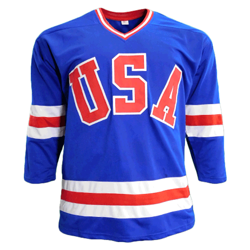 Mike Eruzione 1980 Team Usa Olympics Signed Blue Jersey Psa/dna Coa W/ 1980  Gold - Autographed Olympic Jerseys at 's Sports Collectibles Store