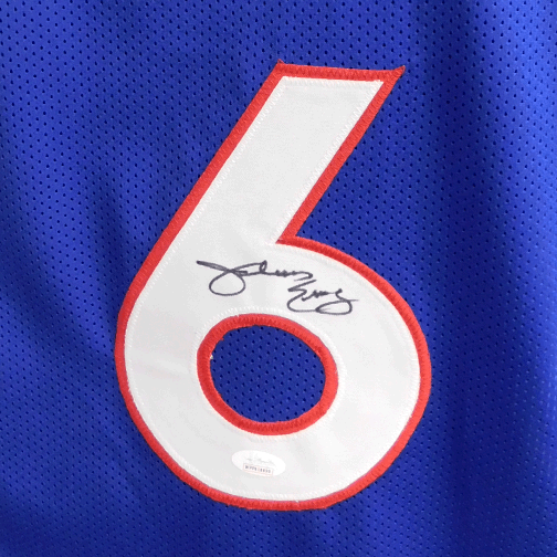 Julius Erving Autographed Pro Style Blue Basketball Jersey JSA - RSA