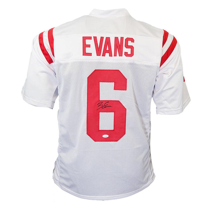 Zach Evans Signed Ole Miss College White Football Jersey (JSA) — RSA