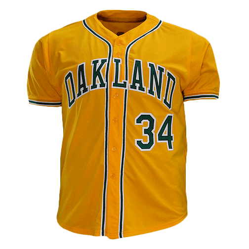 Rollie Fingers Signed Oakland Yellow Baseball Jersey (JSA) - RSA