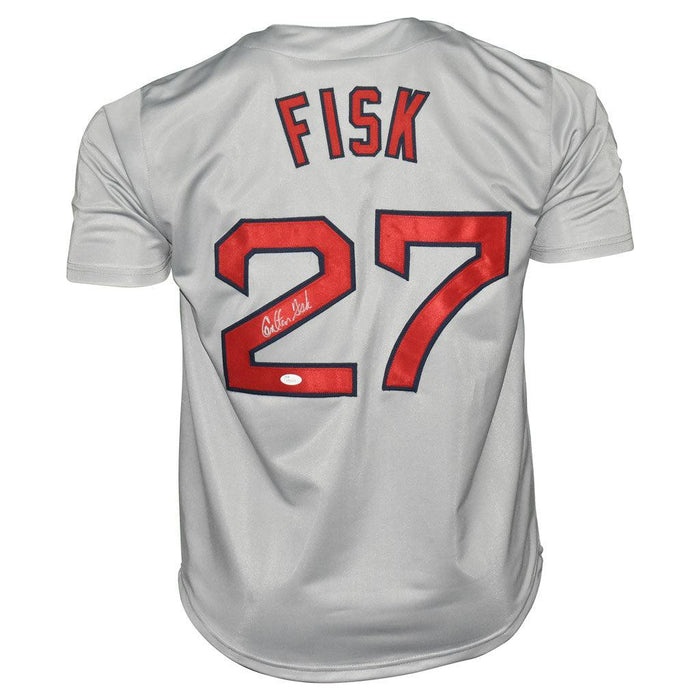 Carlton Fisk Signed Boston Grey Baseball Jersey (JSA) - RSA