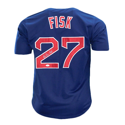 Carlton Fisk Signed Boston Pro Style Navy Baseball Jersey (JSA) - RSA