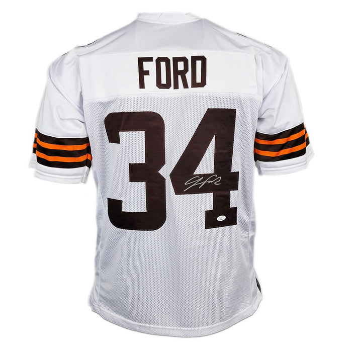 Jerome Ford Signed Cleveland White Football Jersey (JSA) - RSA