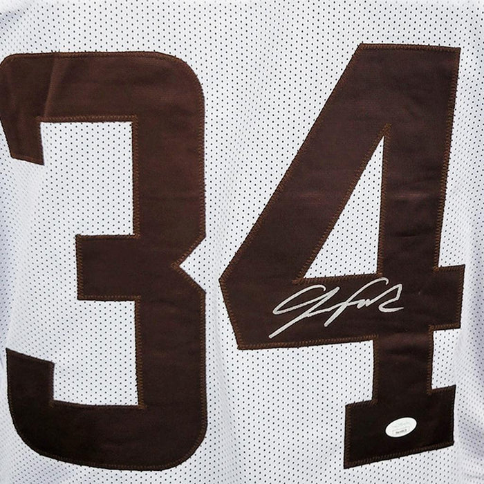 Jerome Ford Signed Cleveland White Football Jersey (JSA) - RSA