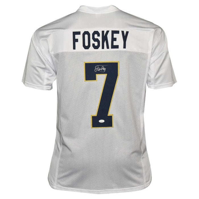Isaiah Foskey Signed Notre Dame College White Football Jersey (JSA) - RSA