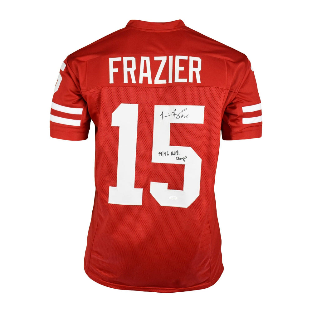 Tommie Frazier Signed College-Edition Red Football Jersey (JSA) '94/'95 National Champs Inscription - RSA