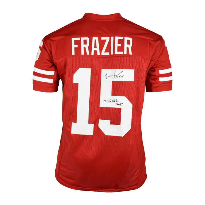 Tommie Frazier Signed College-Edition Red Football Jersey (JSA) '94/'95 National Champs Inscription - RSA