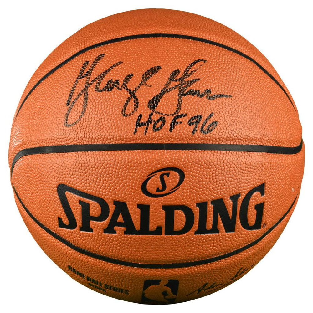 George Gervin Signed HOF 96 Inscription Spalding NBA Game Series Basketball (JSA) - RSA