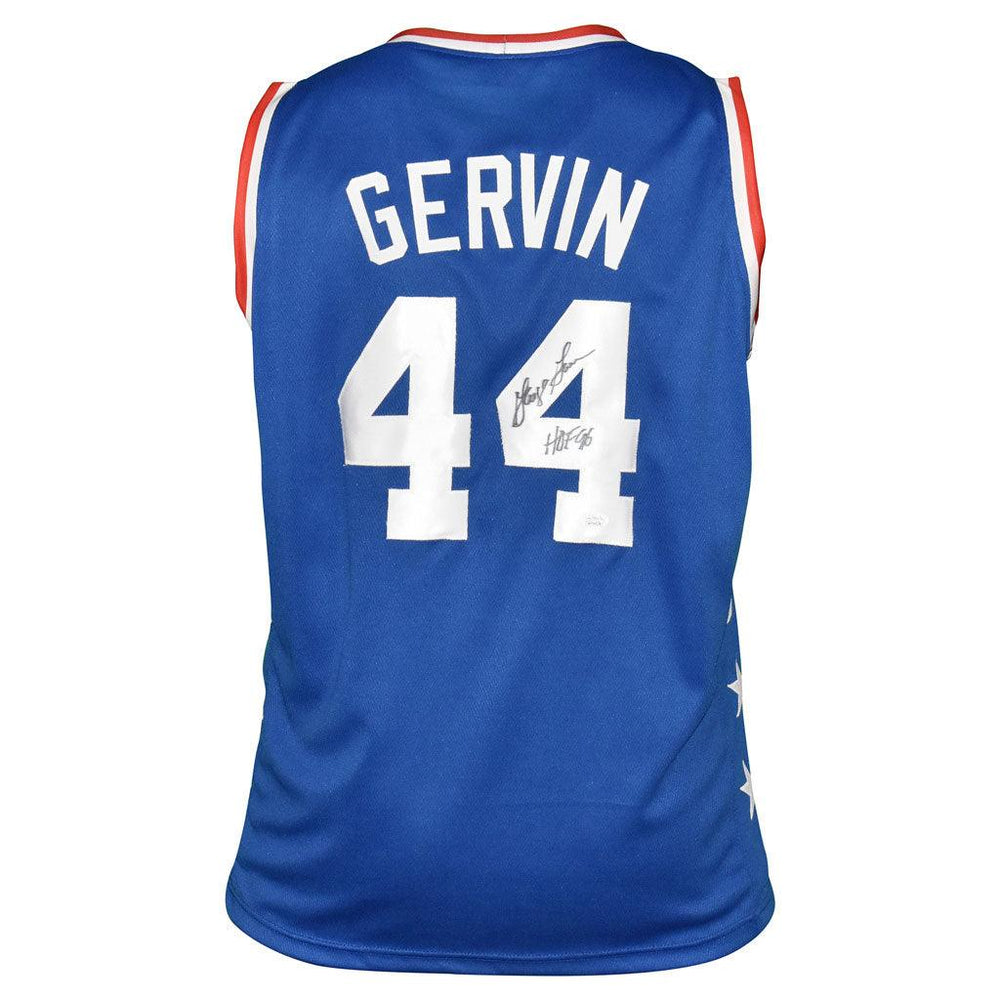 George Gervin Signed HOF 96 Inscription NBA Blue Basketball Jersey (JSA) - RSA